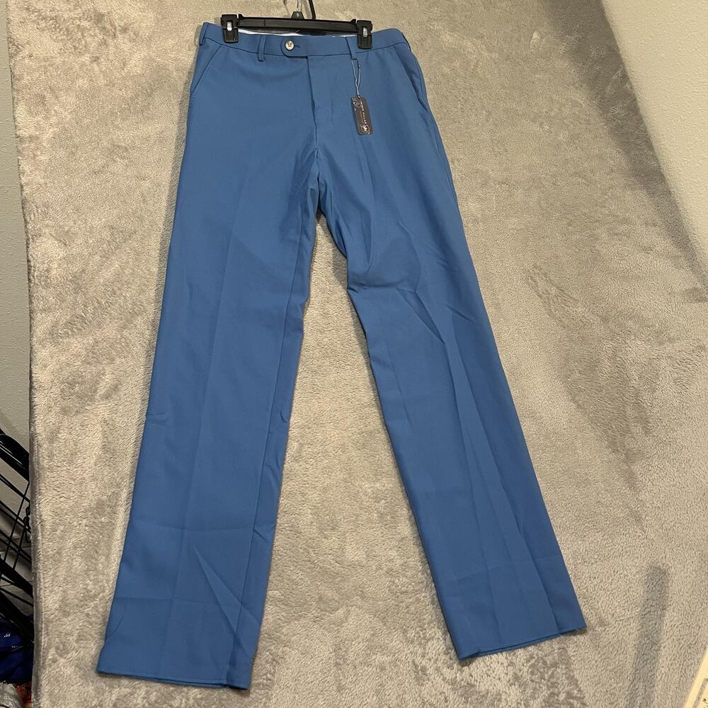Peter Millar Pants Mens 32 Blue Crown Sport Performance Golf MS17EB78 Flat Front